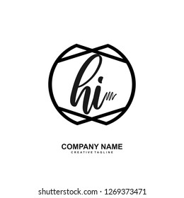 HI Initial Handwriting Logo Template Vector