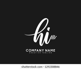 HI Initial Handwriting Logo Template Vector