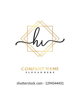 HI Initial Handwriting logo template vector