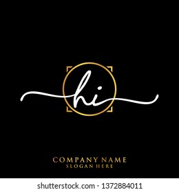 HI Initial handwriting logo template