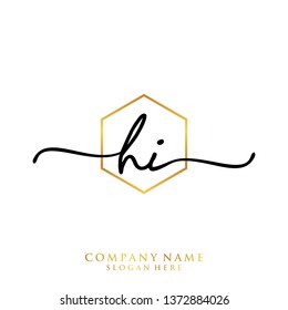 HI Initial handwriting logo template