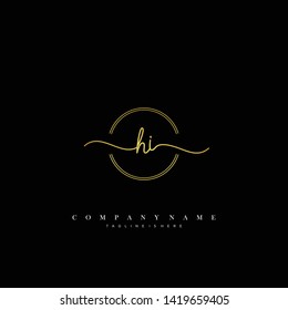HI initial handwriting logo template vector