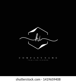 HI initial handwriting logo template vector