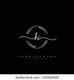 HI initial handwriting logo template vector