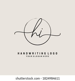 HI Initial handwriting logo template vector