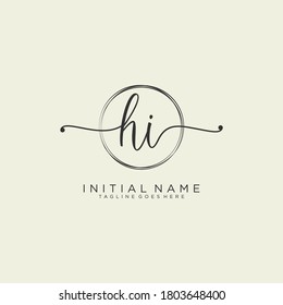 HI Vector de logotipo de escritura a mano inicial
