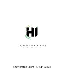 HI initial letter abstract logo design vector.