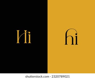 HI-Anfangsbuchstabe elegantes luxuriöses Logo im kalligrafischen Stil Corporate Identity und persönliches Logo Vektordesign luxuriös linear