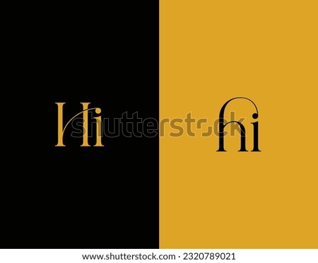 HI initial letter elegant luxury logo calligraphic style corporate identity and personal logo vector design luxurious linear