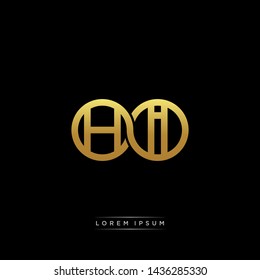HI initial letter linked circle capital monogram logo modern template