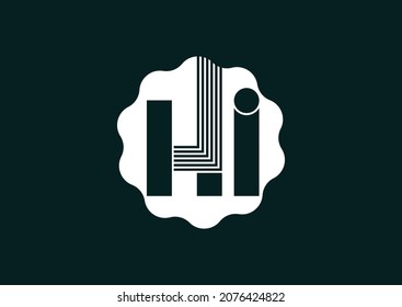 HI initial letter logo with love logo design template