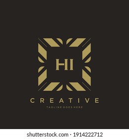 HI initial letter luxury ornament monogram logo template vector.