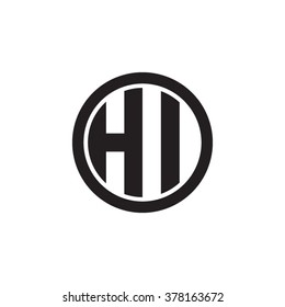 HI initial letters circle monogram logo
