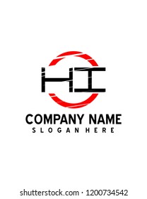 HI Initial logo with circle template vector