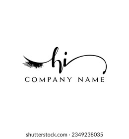 HI logotipo inicial etiqueta de cierre eyelector vector moderno