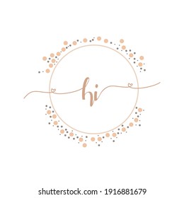 HI Initial monogram handwriting luxury illustration