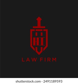HI initial monogram for law firm with sword and shield logo image