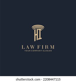 HI initial monogram lawfirm logo with pillar design