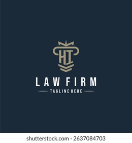 HI initial monogram logo law firm with pillar design