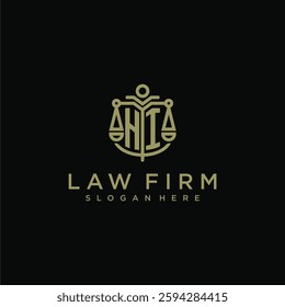 HI initial monogram logo for lawfirm with scale vector design