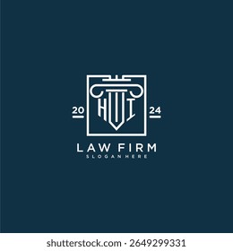 HI initial monogram logo for lawfirm with pillar design in creative square