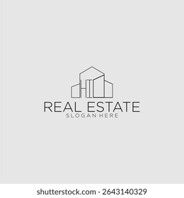 Logotipo inicial del monograma de HI para las propiedades inmobiliarias con estilo de edificio de lujo