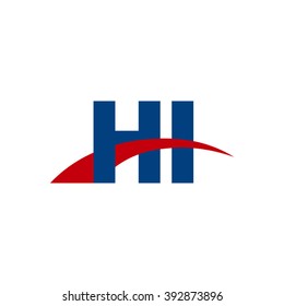 HI initial overlapping swoosh letter logo blue red