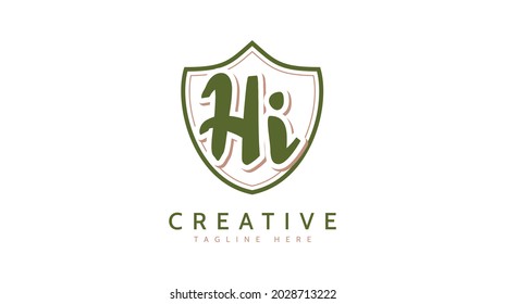 HI Initials, handwriting logo vector