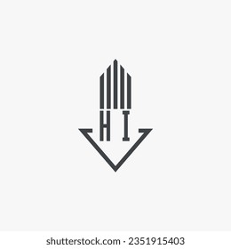 HI initialisiert Stockillustration des Real Estate Logos. Logo-Vektorgrafik