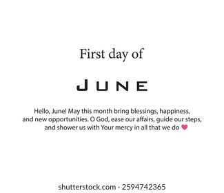 Hi, June. First day of June. Prayer of June vector. Prayer, people, pose, woman, day, wellness, international. Can use for infographic, banner, poster, web design. Isolated on white background.