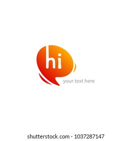 Hi letter design template. call out box orange template