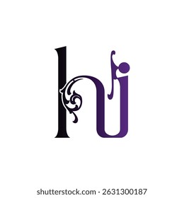 HI logo design featuring initials in a sleek, modern style. Uses minimalist aesthetics and negative space to create a bold, professional business emblem.
