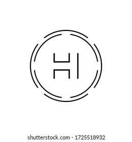 HI Logo Design Vector Template. Initial Circle Letter HI Vector Illustration