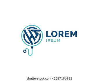 HI Medical Logo. Letter Initials HI Healthcare Logo for Doctor, Hospital, Pharmacy and Treatment Services with Stethoscope Icon