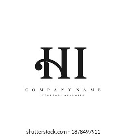 HI Minimal Luxury Initial Logo vector.