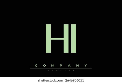 HI Moderno Iniciais Design de logotipo. Logotipo de marca com iniciais estilizadas apresentando design arrojado e estética moderna. Ideal para profissionais de marca de negócios ou projetos criativos com foco em minimalista
