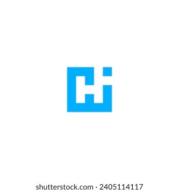 HI monogram logo with blue color. H and I square logo