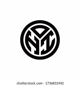HI monogram logo with circle outline design template isolated on white background