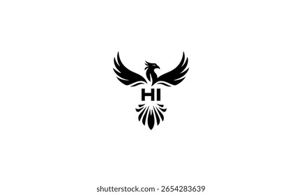  HI Phoenix Logo Bold Minimal Tech Bird Symbol for Artificial Intelligence Branding