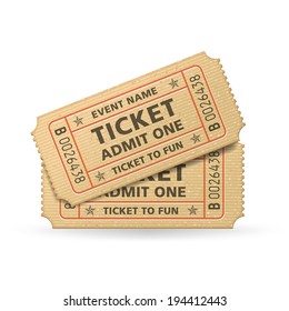 Hi quality vector cinema tickets Composition. Each ticket is organized in 3 layers, separating background from art and text.