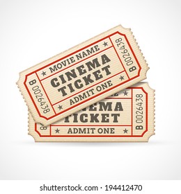 Hi quality vector cinema tickets Composition. Each ticket is organized in 3 layers, separating background from art and text.