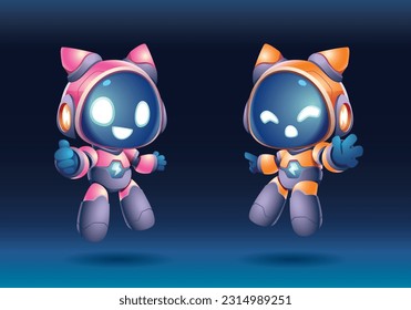  hi res cute little robot mascot colorful model character set