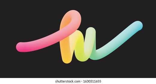Hi saying.3d gradient bubble lettering.Vibrant minimal shape.Liquid color path.Neon Tube Hand-Drawn vector illustration. 
Futuristic style vector 10 EPS.