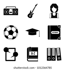 Hi school icons set. Simple set of 9 hi school vector icons for web isolated on white background
