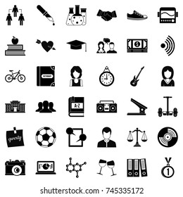 Hi school icons set. Simple style of 36 hi school vector icons for web isolated on white background