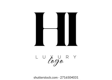 HI Serif Letter Monogram Typography Logo for Elegant Premium Branding Identity
