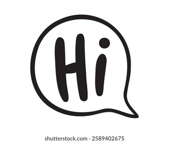 Hi speech bubble sticker for social media content. Hi text comic style poster, t shirt print, post card, video blog cover. Vector illustration