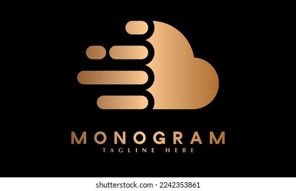 Hi speed cloud data technology logo vector monogram template