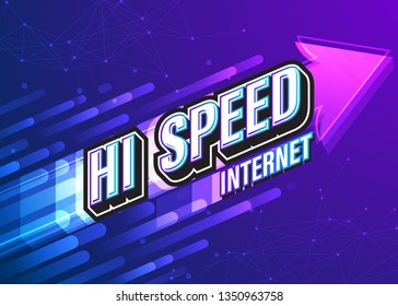 Hi speed internet. text design. technology background. Vector illustration