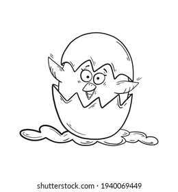 Hi spring! Funny funny chicken welcomes spring. Vector illustration for design or textile print